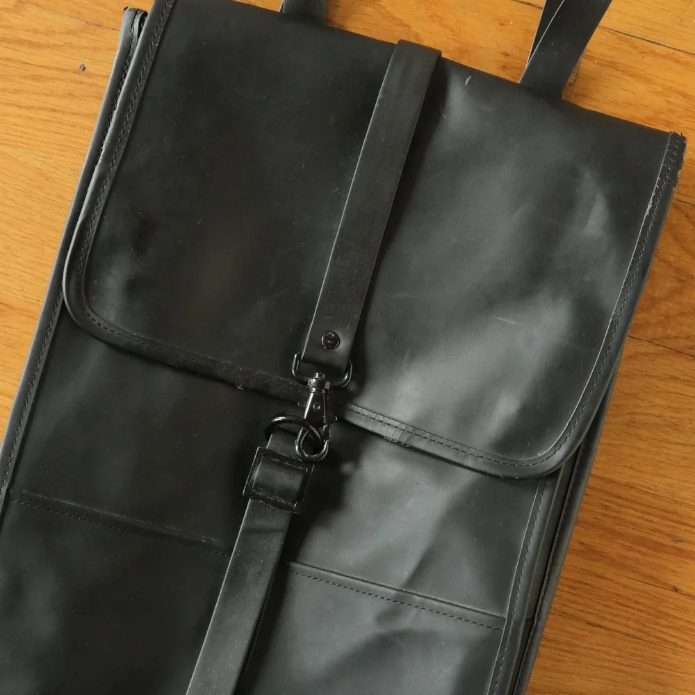 Rains Backpack Unisex Black Waterproof Matte Minimalist OS Laptop Bag